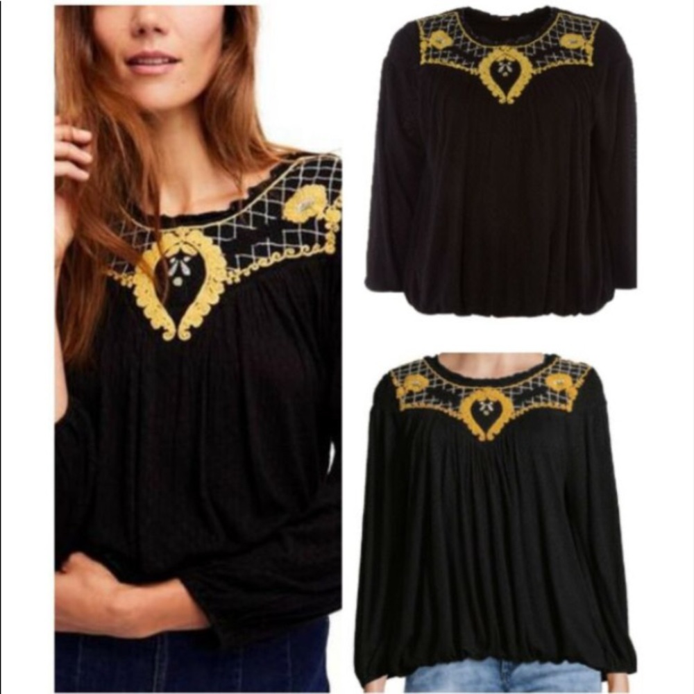 Free People Begonia Embroidered Top